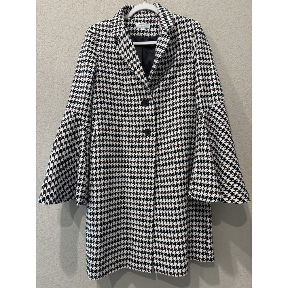 Derek Lam Collective Houndstooth Bell Sleeve Coat Womens 48 US Size 12
